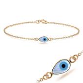 Rose Gold Plated Evil Eye Silver Bracelet BRS-203-RO-GP